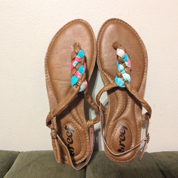 Reef Mayan Sunlight Leather Sandals - Picture 1 of 9